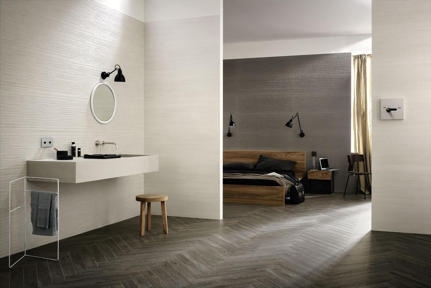 Faianta baie / bucatarie rectificata antracit 40x120 cm, Marazzi Materika Struttura Spatula Antracite