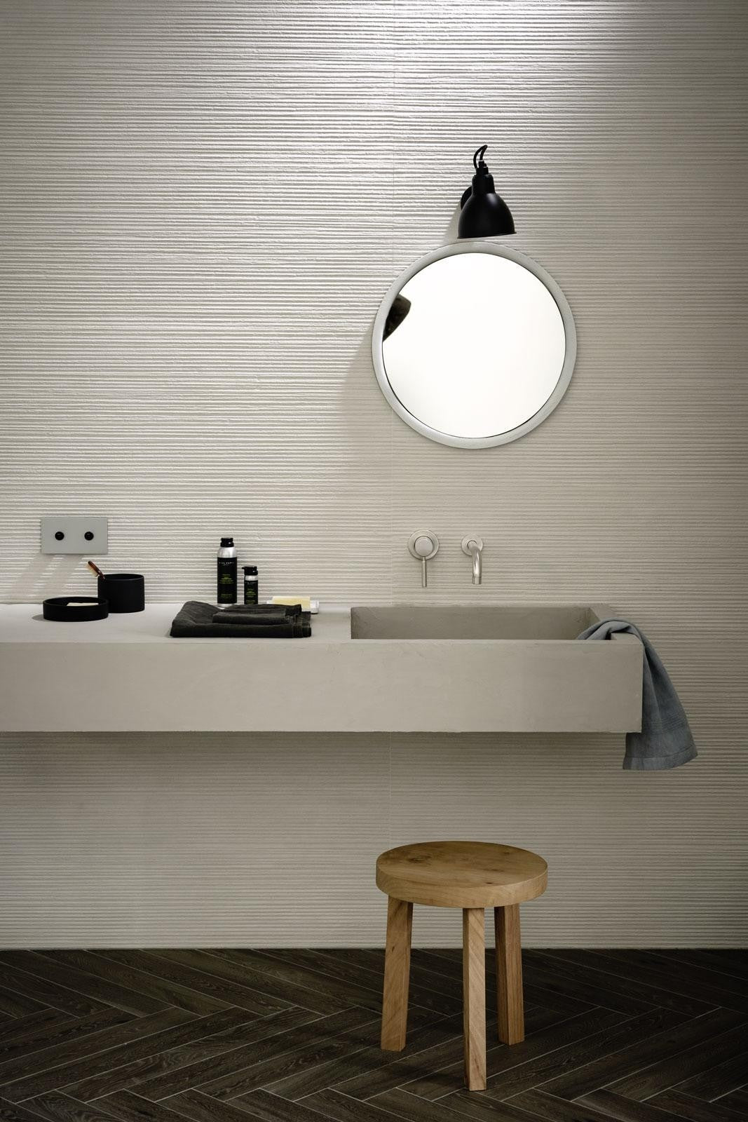 Faianta baie / bucatarie rectificata alba 40x120 cm, Marazzi Materika Struttura Spatula Off White