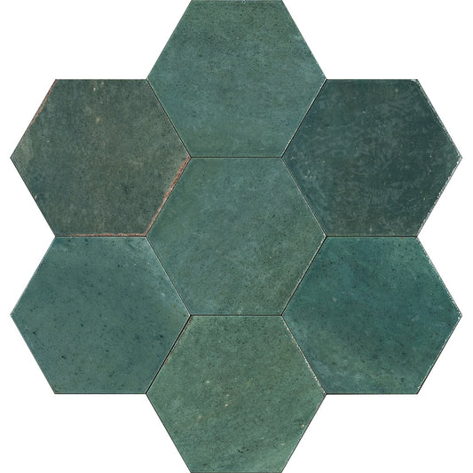 Gresie interior portelanata verde 21x18.2 cm, Marazzi Lume Esagona