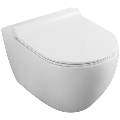 Set Promo Vas WC suspendat cu rezervor incastrat, clapeta de actionare alba, capac soft close, Geberit Delta si Fluminia Minerva 36x53 cm