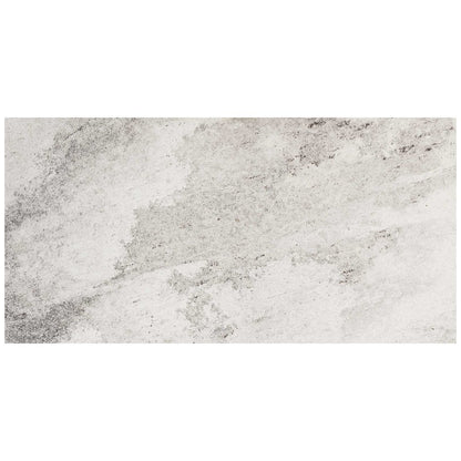 Gresie exterior portelanata rectificata alba 30x60 cm, Marazzi Mystone Quarzite Strutturato Ghiaccio