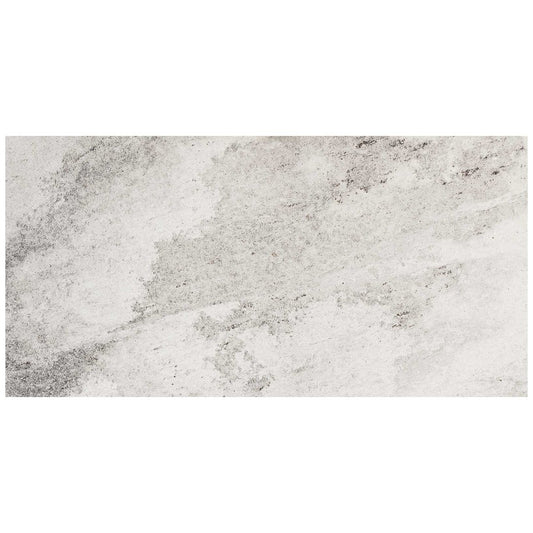 Gresie exterior portelanata rectificata alba 30x60 cm, Marazzi Mystone Quarzite Strutturato Ghiaccio