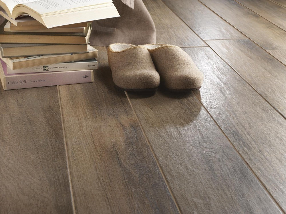 Gresie exterior / interior portelanata maro 15x90 cm, Marazzi Treverkmood Noce