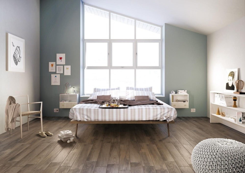 Gresie exterior / interior portelanata maro 15x90 cm, Marazzi Treverkmood Noce