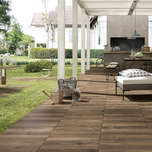 Gresie exterior portelanata rectificata bej 40x120 cm, Marazzi Treverkhome20 Quercia