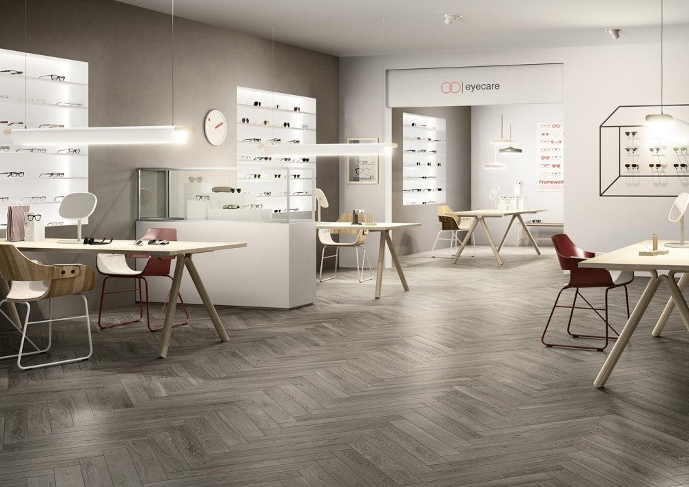Gresie exterior / interior portelanata gri 10x70 cm, Marazzi Treverkcharme Grey