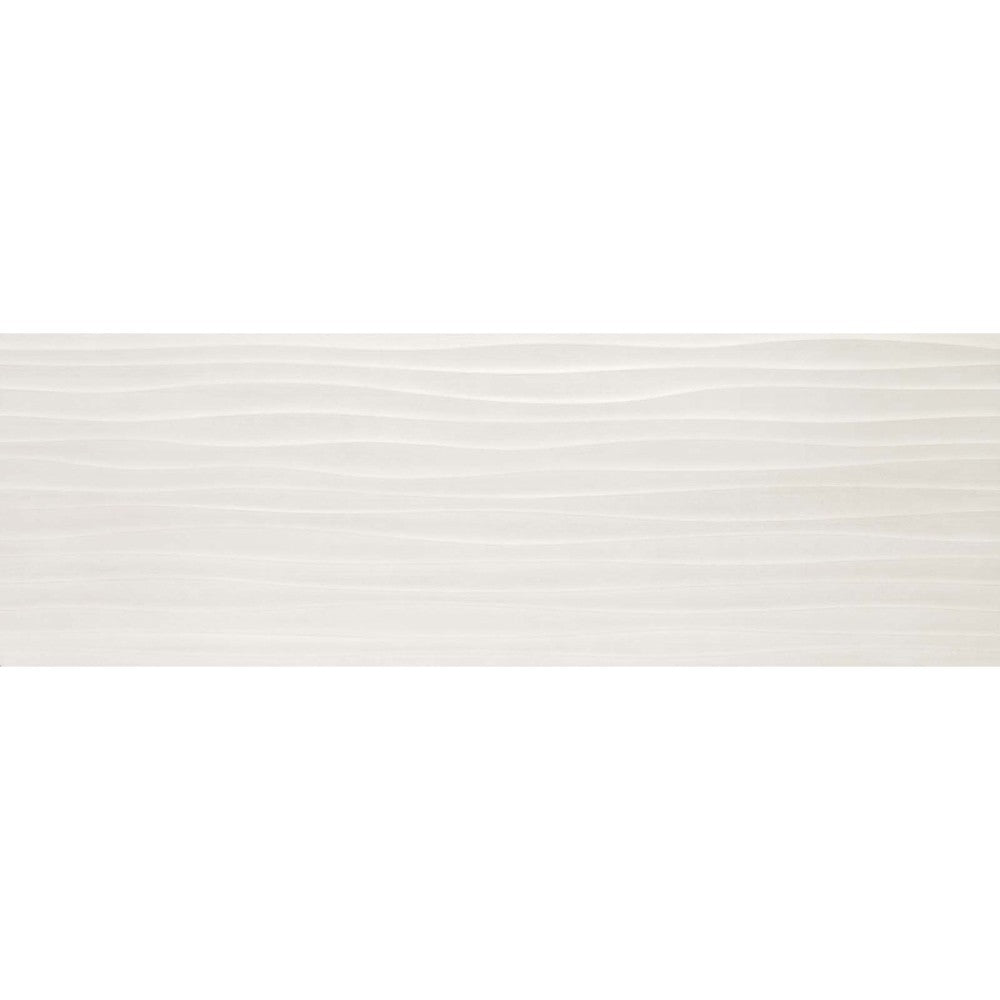Faianta baie / bucatarie rectificata alba 40x120 cm, Marazzi Materika Struttura Wave 3D Off White