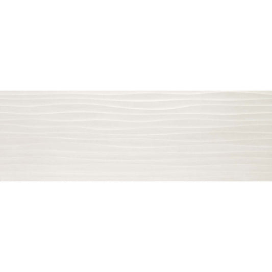 Faianta baie / bucatarie rectificata alba 40x120 cm, Marazzi Materika Struttura Wave 3D Off White