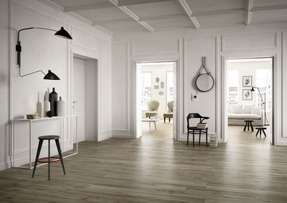 Gresie exterior / interior portelanata rectificata gri 19x150 cm, Marazzi Treverktrend Rovere Tortora
