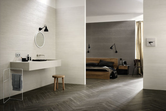 Faianta baie / bucatarie rectificata alba 40x120 cm, Marazzi Materika Struttura Spatula Off White