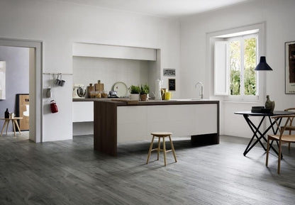 Gresie exterior portelanata rectificata gri 40x120 cm, Marazzi Treverkmade20 Strutturato Fume