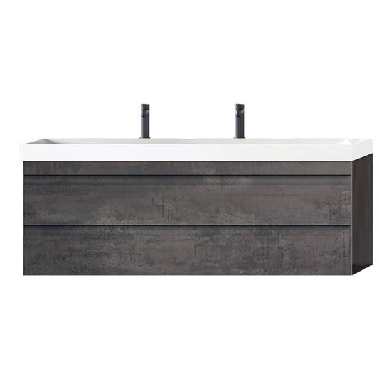 Set mobilier baie dublu (masca 2 sertare si lavoar dublu) Kolpa San Naomi 120x45xH44 cm, gri (dark concrete)