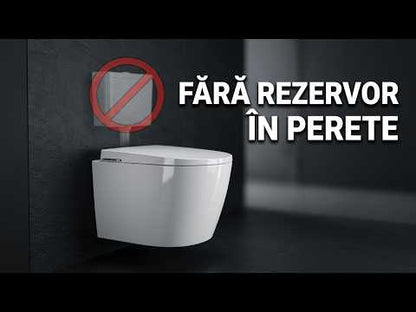 Set Vas WC suspendat cu capac soft close Roca Avant In-Tank Rimless Vortex 38.5x56.5 cm evacuare orizontala, alb
