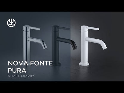 Baterie lavoar neagra mat Kludi Nova Fonte Pura, fara ventil, H20 cm