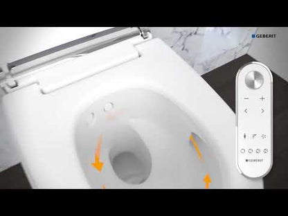 Set Vas WC cu bideu electronic suspendat cu capac soft close automat si telecomanda Geberit AquaClean Mera Classic 36x59 cm evacuare orizontala