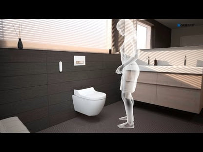 Set Vas WC cu bideu electronic suspendat cu capac soft close automat si telecomanda Geberit AquaClean Tuma Comfort Rimless 36x55 cm evacuare orizontala