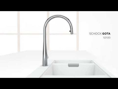 Schock Gota Baterie chiuveta bucatarie inox cu dus extractibil granit Cristadur, negru