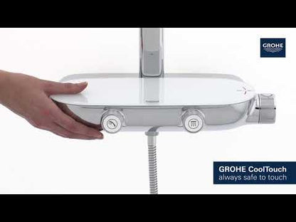 Coloana dus cu baterie si termostat Grohe Rainshower SmartControl 360 Mono, alb/crom