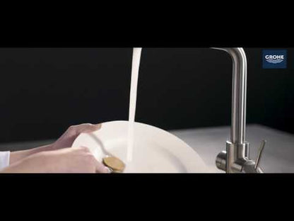 Grohe Red Mono Baterie chiuveta bucatarie monocomanda pentru apa fierbinte, pipa rotunda, aspect inox