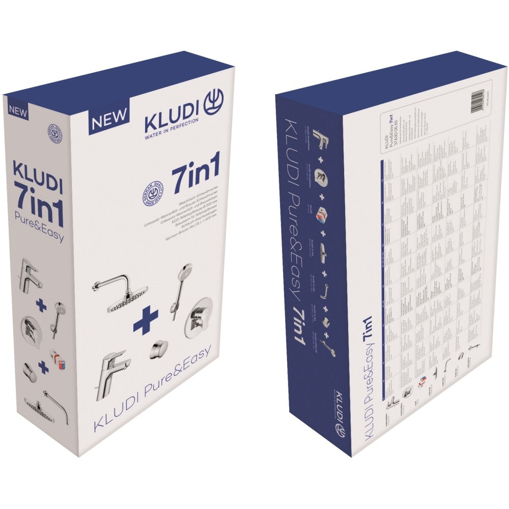 Kludi Pure&Easy Set Promo 7 in 1 pentru dus incastrat, cu baterie de lavoar