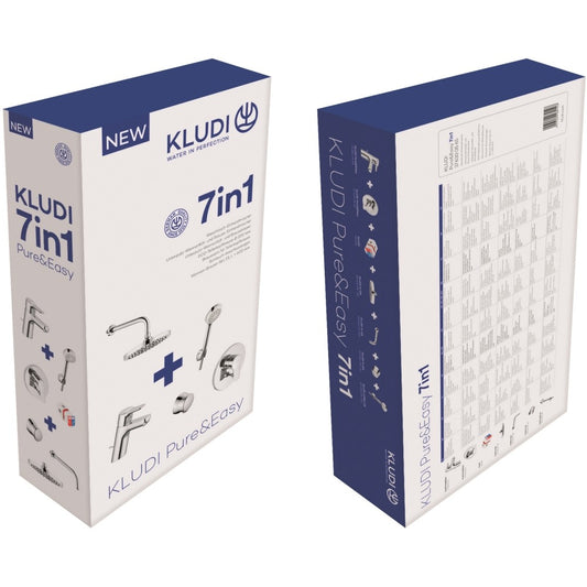 Kludi Pure&Easy Set Promo 7 in 1 pentru dus incastrat, cu baterie de lavoar