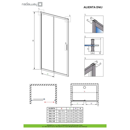 Radaway Alienta DWJ - desen tehnic