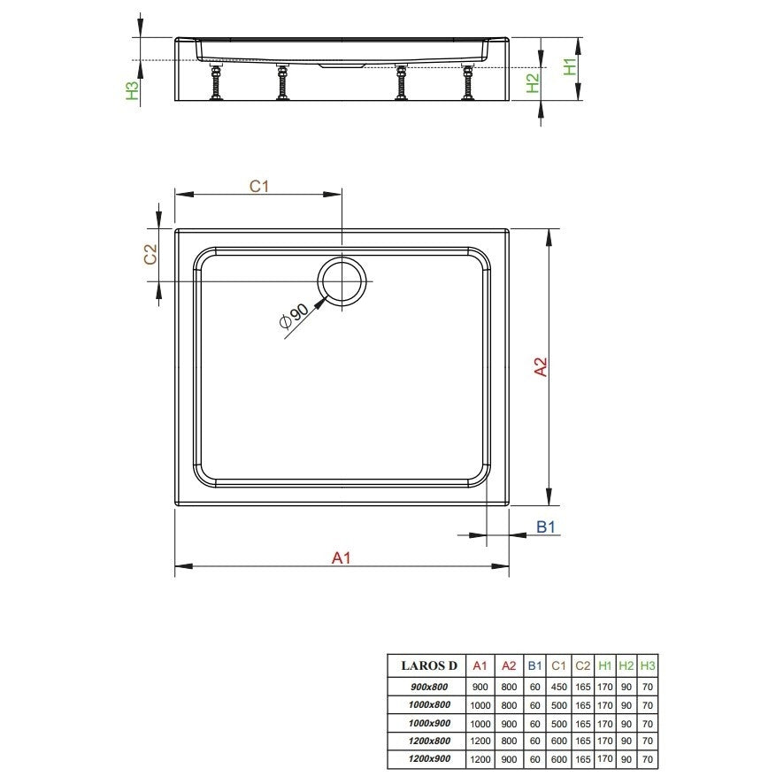 Set promo Cabina dus patrata cu usi glisante Radaway Alienta DWJ+S 120x90 cm, cadita si sifon