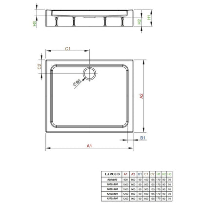 Set promo Cabina dus patrata cu usi glisante Radaway Alienta DWJ+S 120x90 cm, cadita si sifon