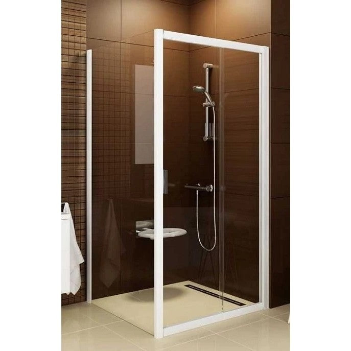 Cabina dus dreptunghiulara cu usa glisanta Ravak Blix BLDP2+BLPS 100x100 cm, profil alb si sticla transparenta
