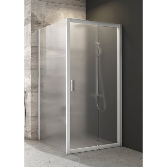 Cabina dus dreptunghiulara cu usa glisanta Ravak Blix BLDP2+BLPS 100x80 cm, profil alb si sticla grape mata