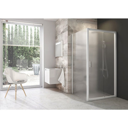 Cabina dus dreptunghiulara cu usa glisanta Ravak Blix BLDP2+BLPS 120x80 cm, profil alb si sticla grape mata
