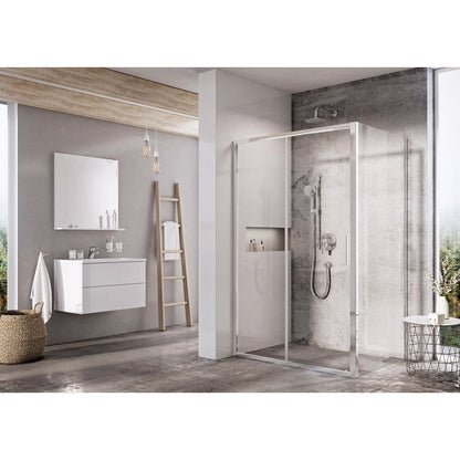 Cabina dus dreptunghiulara cu usa glisanta Ravak Blix BLSDP2+BLSPS Slim 100x90 cm, profil crom