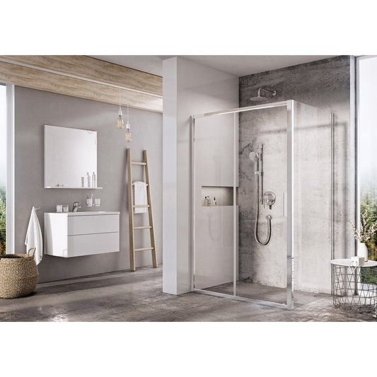 Cabina dus dreptunghiulara cu usa glisanta Ravak Blix BLSDP2+BLSPS Slim 120x80 cm, profil crom