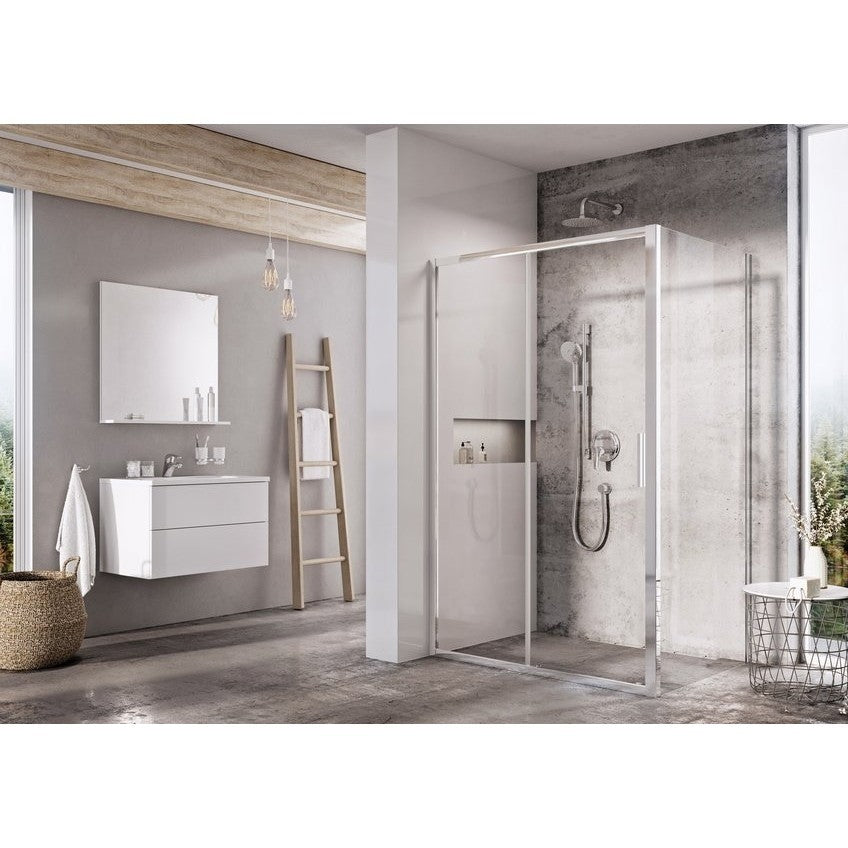 Cabina dus dreptunghiulara cu usa glisanta Ravak Blix BLSDP2+BLSPS Slim 120x90 cm, profil crom