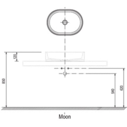 Ravak Moon Set promo Blat baie pentru lavoar si lavoar Ø40 cm, alb