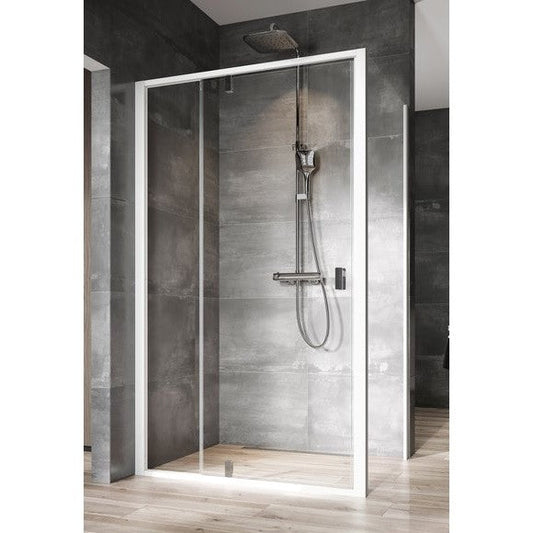 Cabina dus dreptunghiulara cu usa batanta Ravak Nexty NDOP2+NPSS 100x90 cm, profil alb
