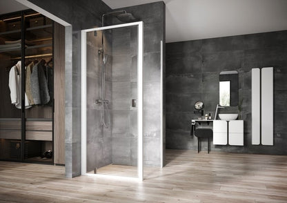 Cabina dus patrata cu usa batanta Ravak Nexty NDOP1+NPSS 90x90 cm, profil alb