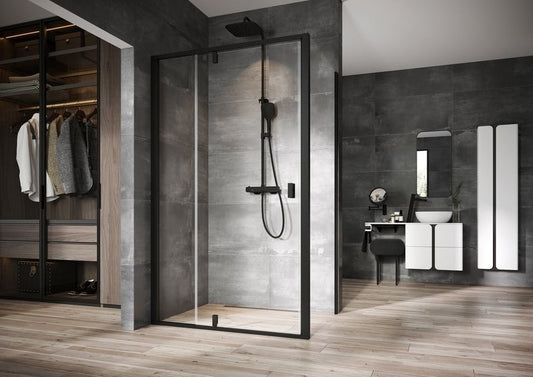 Cabina dus dreptunghiulara cu usa batanta Ravak Nexty NDOP2+NPSS 110x90 cm, profil negru