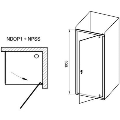 Cabina dus dreptunghiulara cu usa batanta Ravak Nexty NDOP1+NPSS 90x100 cm, profil negru
