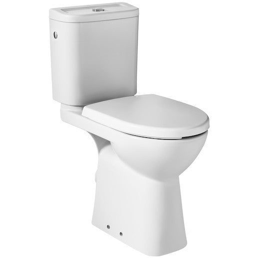 Set Promo Vas WC dizabilitati pe pardoseala cu rezervor aparent si capac Roca Access 38x67 cm evacuare orizontala