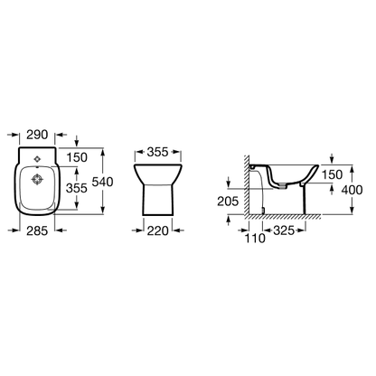 Roca Debba Bideu cu montaj pe pardoseala, 36x54 cm