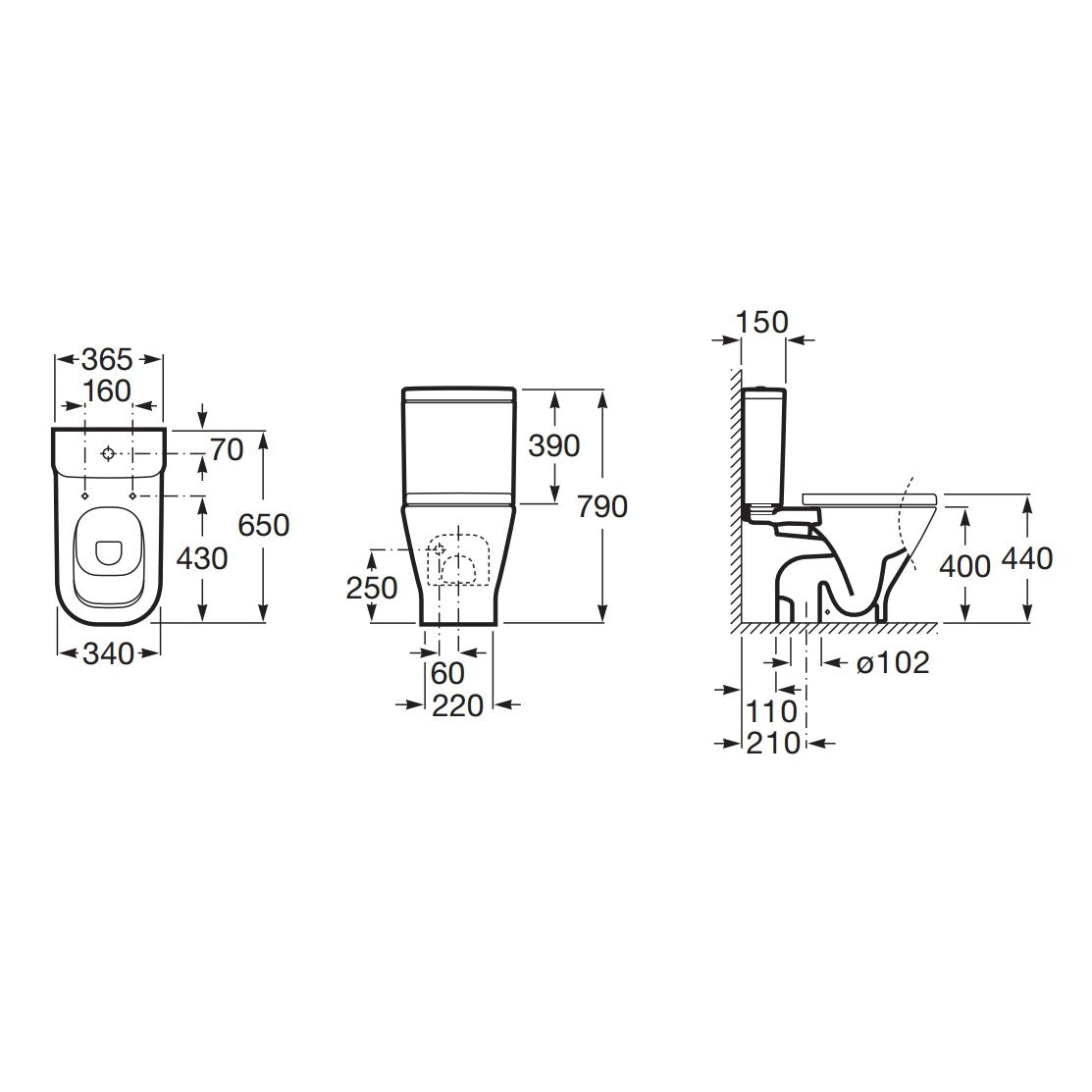 Roca The Gap Rezervor WC, alimentare inferioara