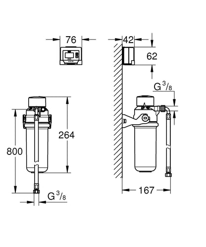 Grohe Blue pure Set filtru 1500 l, contor, cap filtrare