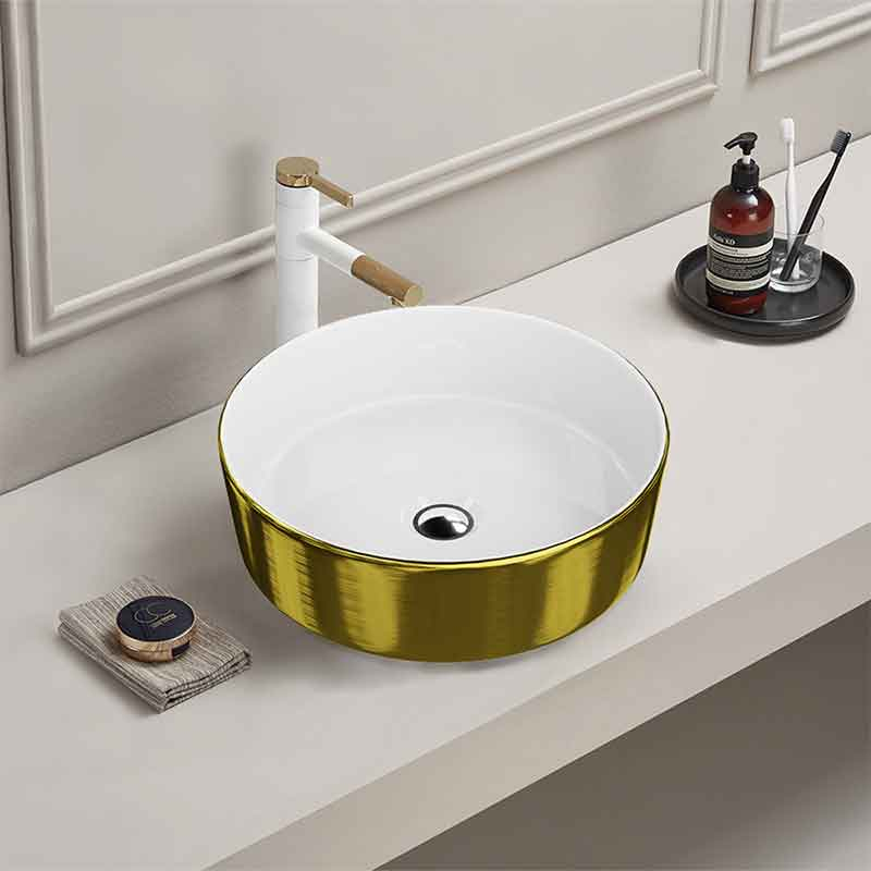 Lavoar baie pe blat, auriu periat, rotund Spectrum Rosina 37x37 cm