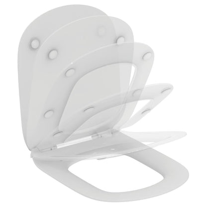 Set promo Vas WC pe pardoseala cu rezervor aparent si capac soft close Ideal Standard Tesi AquaBlade 37x67 cm evacuare orizontala sau verticala