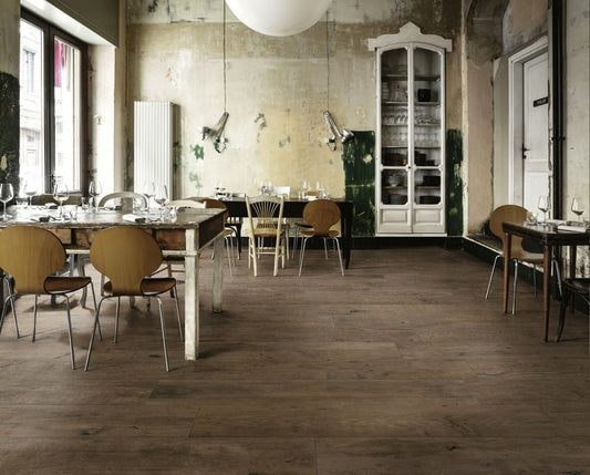 Gresie exterior / interior portelanata rectificata maro 20x120 cm, Marazzi Treverkdear Brown