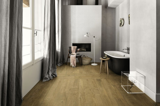 Gresie exterior / interior portelanata rectificata maro 20x120 cm, Marazzi Treverkdear Natural