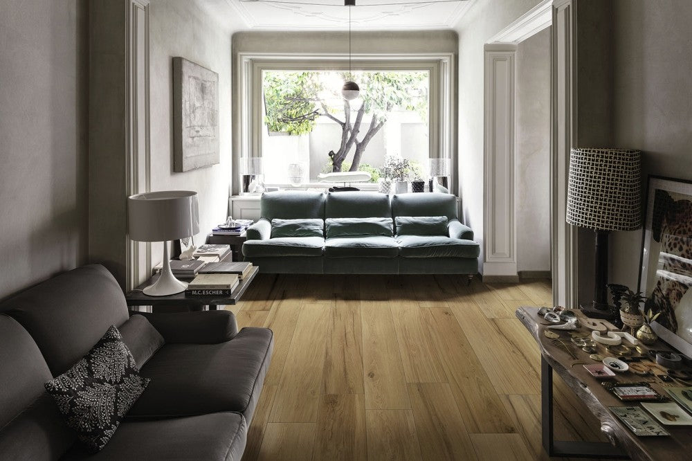 Gresie exterior / interior portelanata rectificata maro 25x150 cm, Marazzi Treverklife Honey