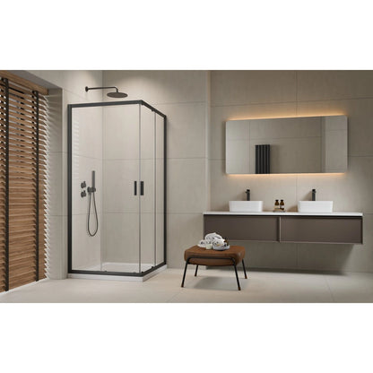 Cabina dus dreptunghiulara cu usi glisante Radaway Alienta Brushed GunMetal D 80x100 cm, profil antracit periat - ambient