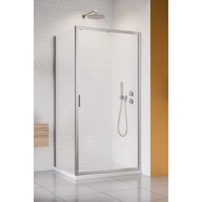 Cabina dus dreptunghiulara cu usa glisanta Radaway Alienta Brushed Nickel DWJ+S 100x80 cm, profil nichel periat